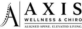 Axis Wellness and Chiro chiropractic clinic logo with spine-inspired graphic